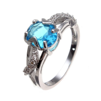 18K Platinum Plated Oval Zircon Leaf Finger Ring For Women