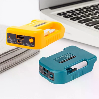 18V batterijvoedingsadapter met USB Type C, compatibel met Makita DEWALT opladers voor mobiele apparaten en reizen.