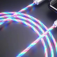 1M/2M USB A naar Type C Glanzende Kabel Mobiele Telefoon Oplaadkabels Tinnen Koper Kernlijn met RGB Licht voor iPhone 16