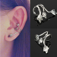 1Pc Punk Triple Leaf Alloy Earring Clips Ear Cuff Silver Plated Jewelry
