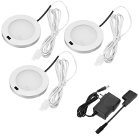 1X 3x 3w Led Round Ultra Thin Hand Sweep Sensor Cabinet Colset Night Lights With Dc12v Power Supply
