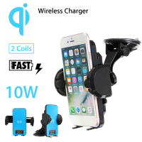 2 Coils 10w Qi Wireless Car Dashboard Holder Charger For Samsung S8 Huwei Iphone 7 Plus