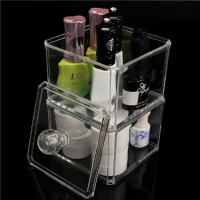 2 Grid Acrylic Make Up Storage Organizer Clear Cosmetic Display Case Holder Nail Polish