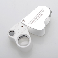 2 In 1 30x22mm 60x12mm Glass Magnifier Led Lens Loupe