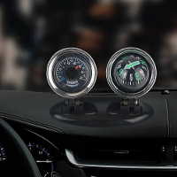 2 In 1 Auto ornament kompas met thermometer richting dashboardbal voor auto's vrachtwagens SUV's
