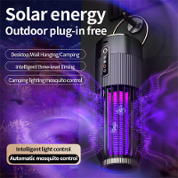 2 In 1 Solar Powered Muggenverdelger Lamp LED Verlichting 1200mAh Lithium batterij 2500V Hoge Spanning Efficiënte Insect