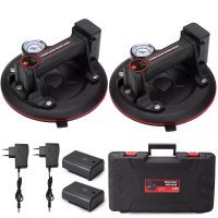 2 Pack 8 inch elektrische zuignap met vacuüm, laadvermogen 200 kg, natuurlijk rubber, LED weergave, glas  en tegelsteenh