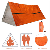 2 Persoons Noodschuilplaats Bivy Survival Tent Kit Mylar Buis Tent Slaapzak Waterdicht Outdoor SOS Thermische Deken Herb