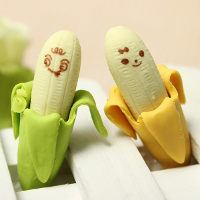 2 Psc Pencil Eraser Novelty Lovely Stationary Banana Fruit Rubber