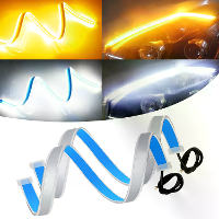 2 Stuks 12V 60 cm Auto LED dunne Lichtbalk Dual Color DRL Stromende Richtingaanwijzers LED Auto Dagrijverlichting Flexib