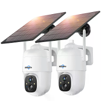 2 Stuks Hiseeu 2CQ1 3MP Zonne energie WIFI IP Camera Draadloze Buiten IP66 Waterdicht Batterij Zonne energie PIR Mensdet