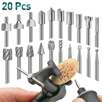 20 Delige HSS houtbewerking rotatiefrees set universele 3mm schacht compatibel met de meeste rotatietools voor snijden g