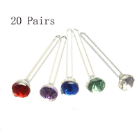 20 Pairs Cute Plastic Earrings Crystal Rhinestone Ear Studs Jewelry