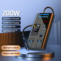 200W Hoog vermogen auto omvormer lader 12V naar 110V 220V multi functionele converter Type C mobiele telefoon snelladen