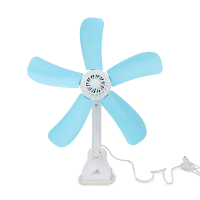 220V 8w Portable Light Blue Ultra Quiet 5 Leaves Electric Clip Fan Breezer Cooler