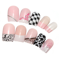 24 Pcs 3d French Acrylic Glitter False Nail Full Tips 10 Style