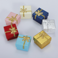24Pcs Bowknot Cube Jewelry Ring Earring Box Gift Box Hard Paper