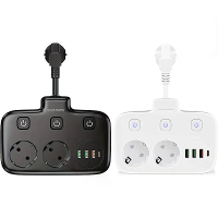 2500W 10A EU Stekker Power Strip met 2AC+3USB A+USB C Snellader Multitap Elektrische Wandcontactdoos Verlengsnoer met Aa