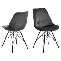 Leen Bakker   Eetkamerstoel Bonn (2 Stuks)   Velvet   Donker   Metaal/Velvet   Grijs   54x48.5X85.5 Cm