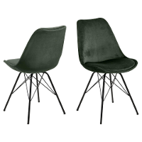 Leen Bakker   Eetkamerstoel Bonn (2 Stuks)   Velvet   Metaal/Velvet   Groen   54x48.5X85.5 Cm