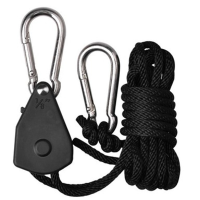 2Pcs 1/8 Inch Rope Ratchet Lifters Reflector Grow Light Hangers Zinc Alloy Hook Plastic Pulley 2m