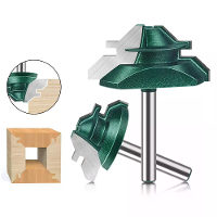 2PCS 45 Graad Lock Miter Frees Bit 1/4 Inch 6,35mm 6mm Steel Verbinding Frees Bits voor het creëren van Lock Miter Verbi