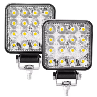 2PCS 48W Vloedschijnwerper Vierkante Werklamp 12V 24V Rijdende Hulplamp voor Jeep Truck Tractor Offroad 4x4 ATV Boot Aut