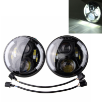 2Pcs 7inch 50w 6500k White Led Headlights Hi/lo Beam For Harley Jeep Wrangler Hummer