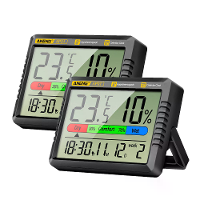 2PCS ANENG AP01 Hygrometer Klok Kalender Sluimerstand LCD Display Temperatuurbereik  10~50°C Vochtigheidsbereik 10~99% U