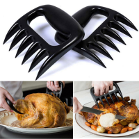 2Pcs Black Bear Paw Meat Claws Tongs Pull Shred Meat Handle Transfer Bbq Tool
