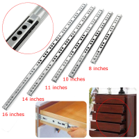 2Pcs Metal Drawer Ball Bearing Slide Mute Guide Track 8 16inch Silver