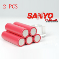 2Pcs Sanyo 18650 3.7V 2600mah Rechargeable Lithium Battery