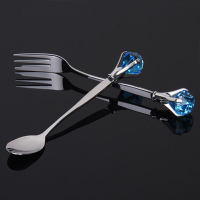 2Pcs Stainless Steel Diamond Shape Spoon Fork Spork Cutlery