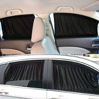 2Pcs Universal Car Sunshade Side Window Curtains Automatic Folding UV Protection Pure Cloth Sun Visor Covers Thermal Ins
