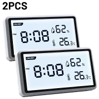 2Stuks Deli Elektronische Thermometer Hygrometer Weerstation met Hoge Precisie 0.1℃ Temperatuur Vochtigheid LCD Weergave