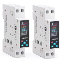 2Stuks Tongou Tuya Wifi 35mm DIN RAIL Schakelaar Intelligente Meter Stopcontact LED Energie Meter KWh Power Timer Relais