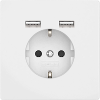 2USB 2U 449061 Stopcontact (onderbouw) Met USB Zuiver wit (glanzend)