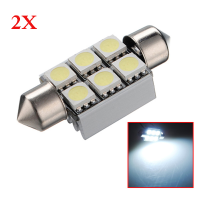 2X 36mm 6smd 5050 Canbus Error Free Car Led Dome Bulb 6000 6500k