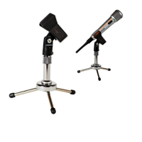 3.5Cm Mini Folding Desktop Microphone Stand With Mic Clip