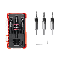 3 Delige verzonken boor set met dieptebegrenzer van hoogwaardig 6542 staal en aluminiumlegering, multi grootte voor hout