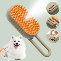 3 In 1 Elektrische Huisdier Ontwollingsborstel Water Hond Spray Kam Massage USB Opladen Zachte Siliconen Tanden Huisdier