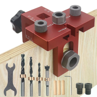 3 In 1 houtbewerking splijtboutgeleider kit met boorbitjes, gleufgatpistool zoeker, boorgids voor kast  en meubelwerk
