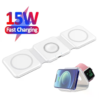 3 In 1 Magnetische Draadloze Oplader Vouwbaar Ontwerp 15W Snelladen Multi Apparaat Compatibiliteit voor iPhone AirPods W