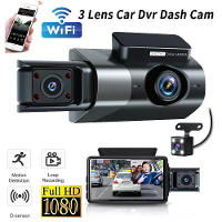 3 Inch IPS scherm 3 kanaals dashcam 1080P HD 360° rotatie zonder / met WiFi loopopname