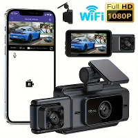 3 Inch Triple Auto Voorruit Opname WIFI Auto DVR Bewaking Nachtzicht 1080P HD Camera Auto DVR Cam met 64G Geheugenkaart