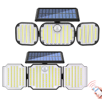 3 Kops Bewegingssensor Solarlicht 350LM IP65 Waterproof Afstandsbediening Floodlight 164/238 LED Buiten Solar Lamp