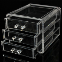 3 Layer Drawer Design Acrylic Clear Make Up Storage Organizer Cosmetic Nail Polish Display Case Holder