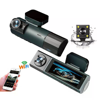 3 Lens 1080P WiFi WDR Dashcam 3.16 Inch IPS Scherm Voor Binnen Achter Auto Rijrecord Camer 170° Groothoek Nachtzicht Bew