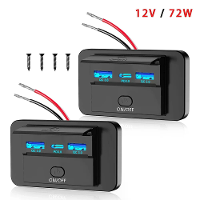 3 Poorts autolader socket Meerdere apparaten opladen 12V RV USB uitgang 72W Dubbele USB C 36W en Dubbele QC 3.0 18W poor