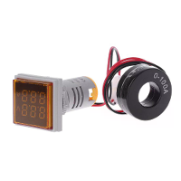 3 Stuks Gele licht AC 60 500V 0 100A D18 Vierkante LED digitale dubbele display voltmeter ampèremeter Spanningsmeter Str